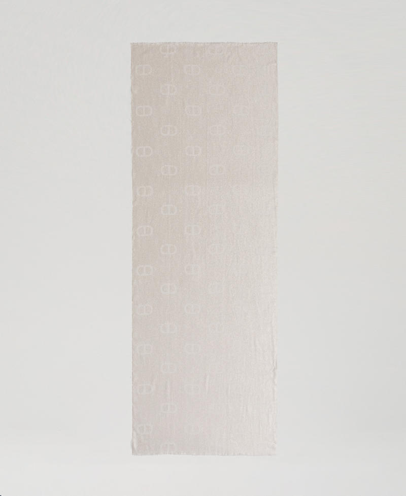 Jacquard stole with lurex and Oval T White Snow Woman 251TO5280_00282_05