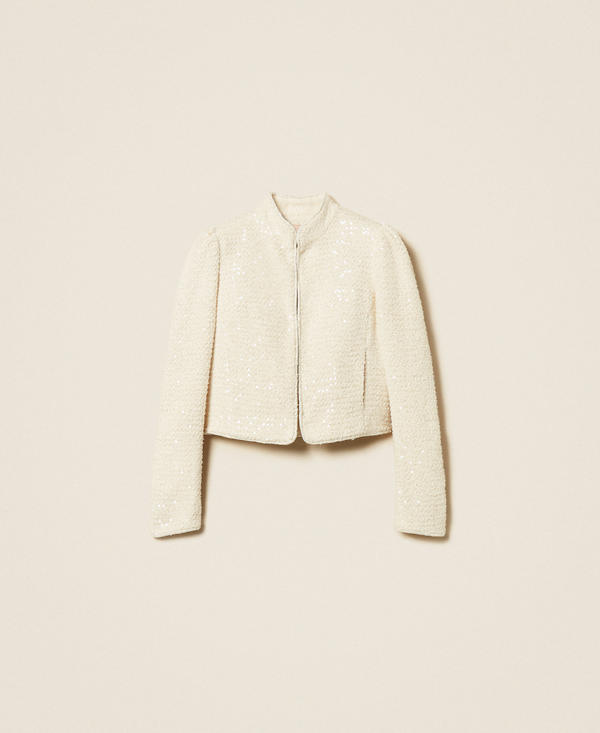 Boucl&eacute; jacket with sequins