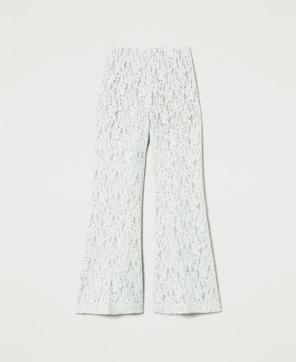 Pantaloni flare in pizzo floreale