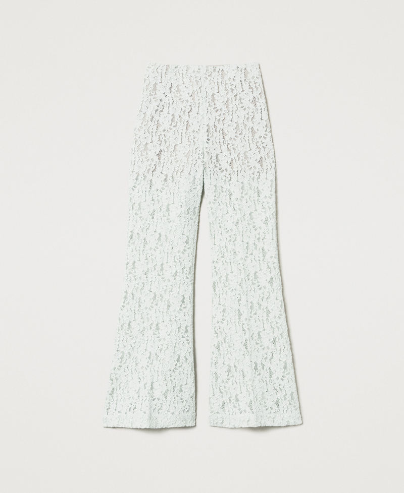 Flared trousers in floral lace Water Green Woman 251TT2016_12371_S0
