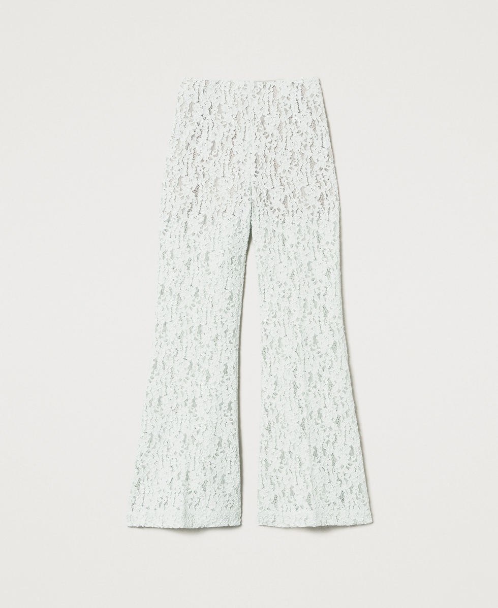 Pantaloni flare in pizzo floreale Water Green Donna 251TT2016_12371_S0