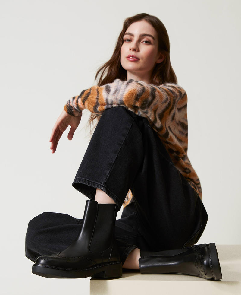 Bottines Chelsea en cuir Noir Femme 242TGT090_00006_0S