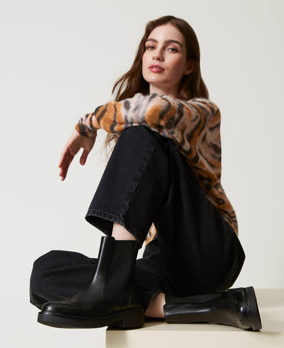 Stivaletti chelsea in pelle Nero Donna 242TGT090_00006_S0