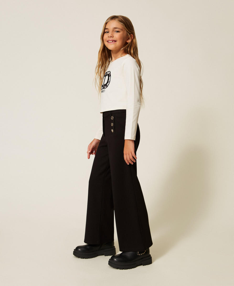 Pantal&oacute;n palazzo con botones Oval T Negro Ni&ntilde;a 252GJ2113_00006_02