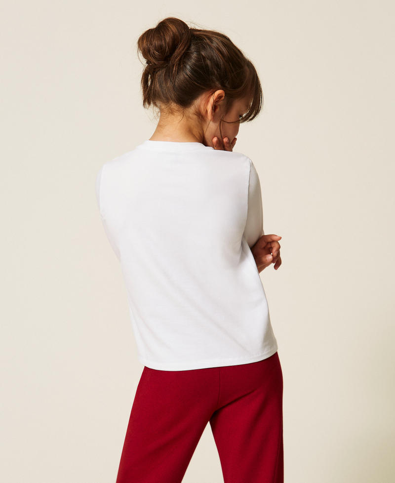 T-Shirt in Regular-Fit mit Flockdruck Off White / Lovely Red Ruby M&auml;dchen 262GJ2263_13865_03