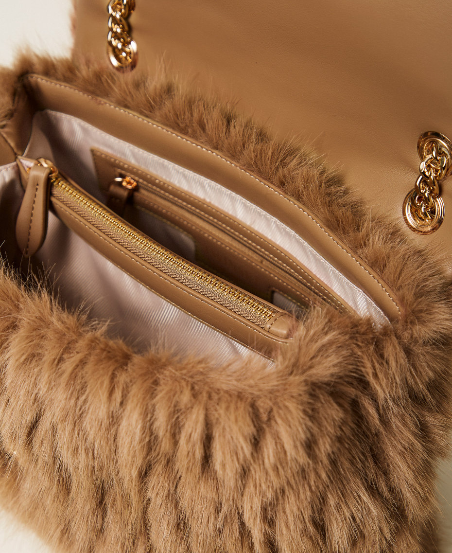 “Dreamy” faux fur shoulder bag Beech Green Woman 252TD8230_12537_04