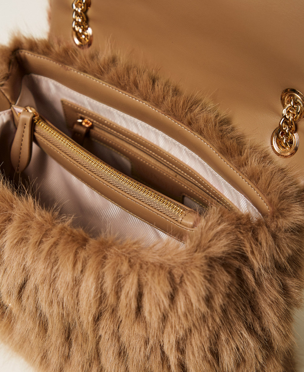 Dreamy” faux fur shoulder bag Woman, Green | TWINSET Milano