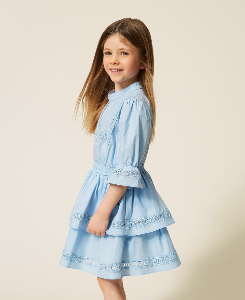 Girls&rsquo; short poplin dress with lace Skyline Girl 261GB2022_04614_02