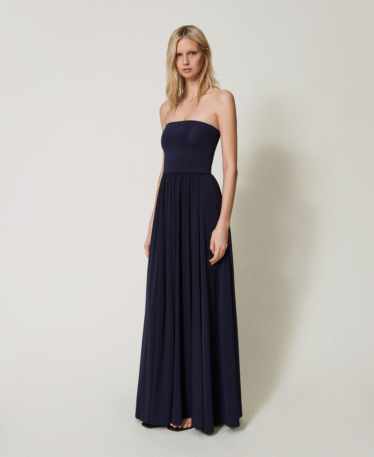 Skirt-dress with gathering Classic Blue Woman 251LM2MBB_11956_02