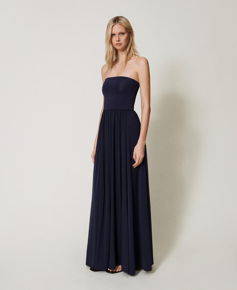 Skirt-dress with gathering Classic Blue Woman 251LM2MBB_11956_02