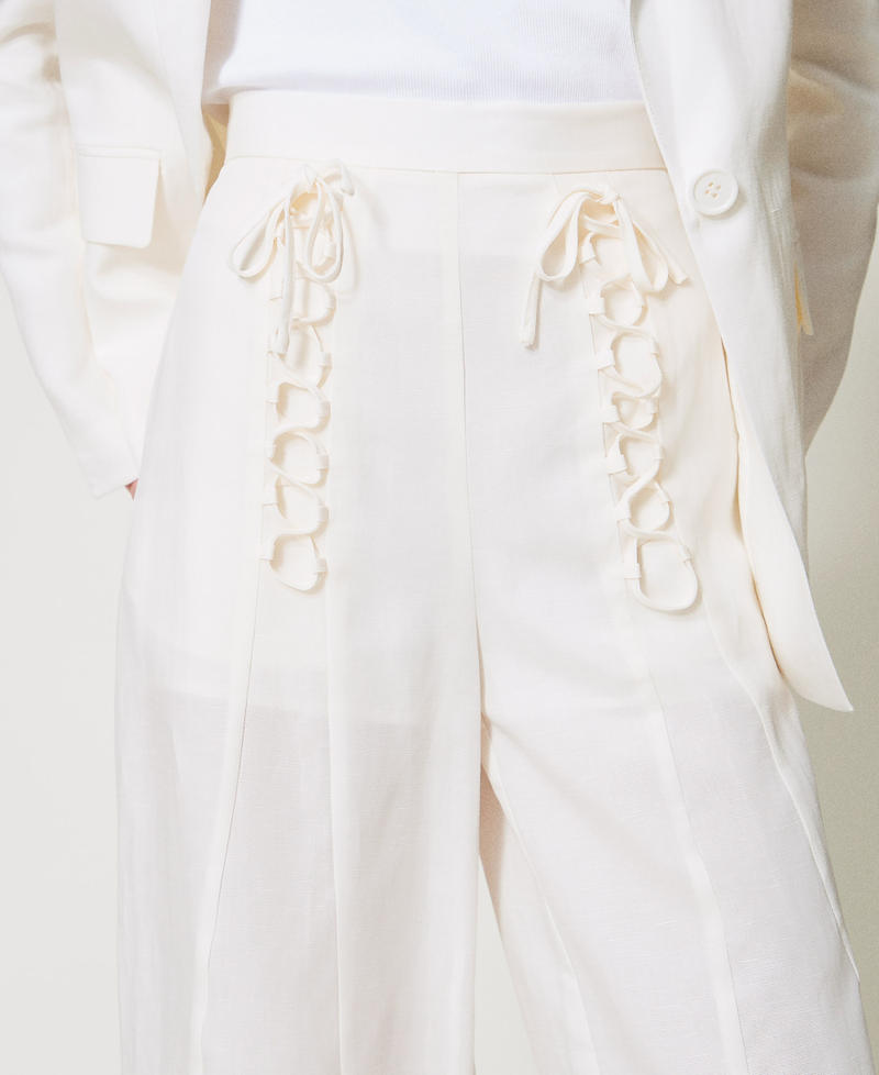 Linen-blend palazzo trousers White Snow Woman 251TT2071_00282_04