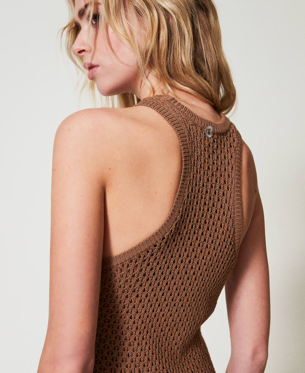 Fitted long knitted dress Dark Juta Woman 251AP3181_12116_03