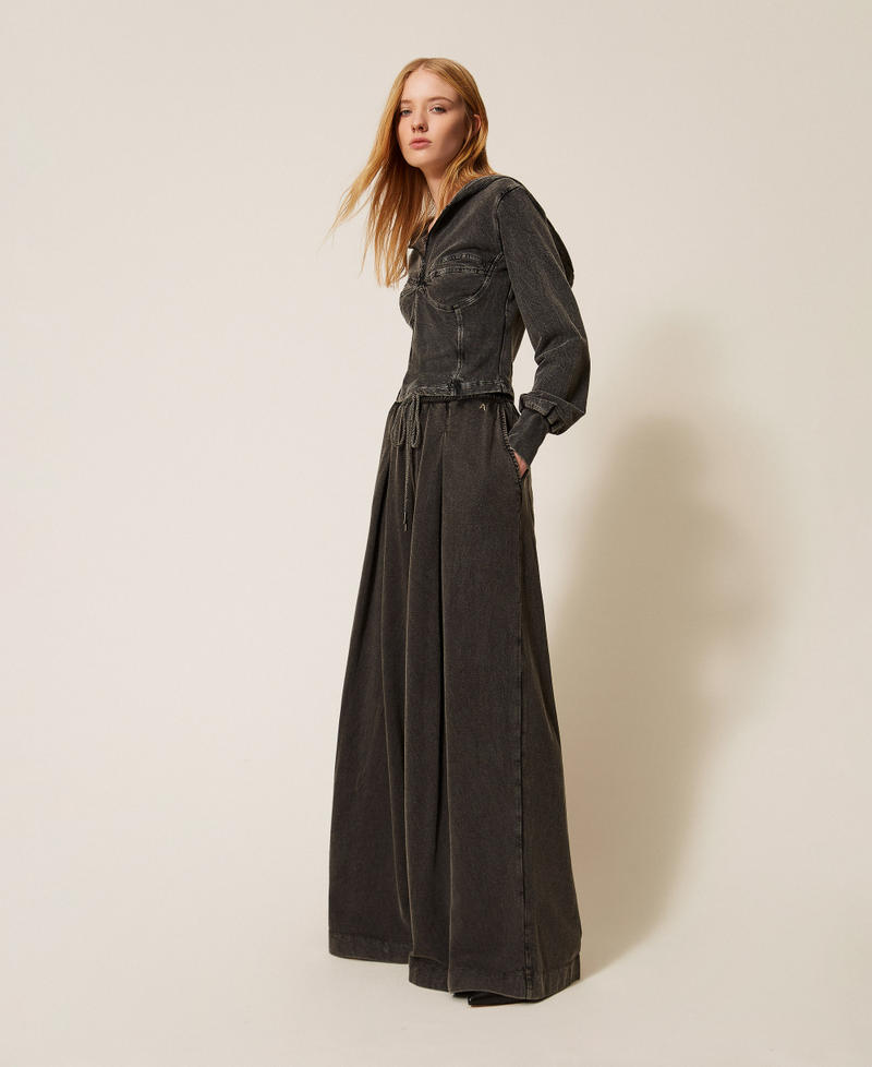 Plush palazzo trousers Black Woman 261AP2415_00006_02