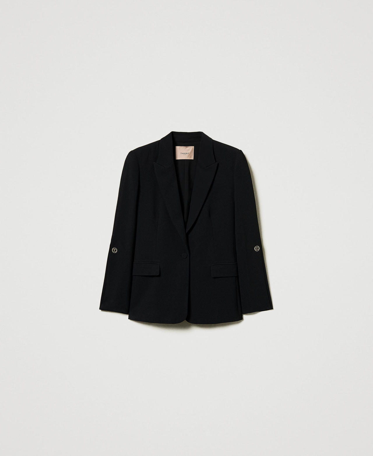 Cady crêpe blazer with cufflinks Black Woman 242TP2350_00006_0S