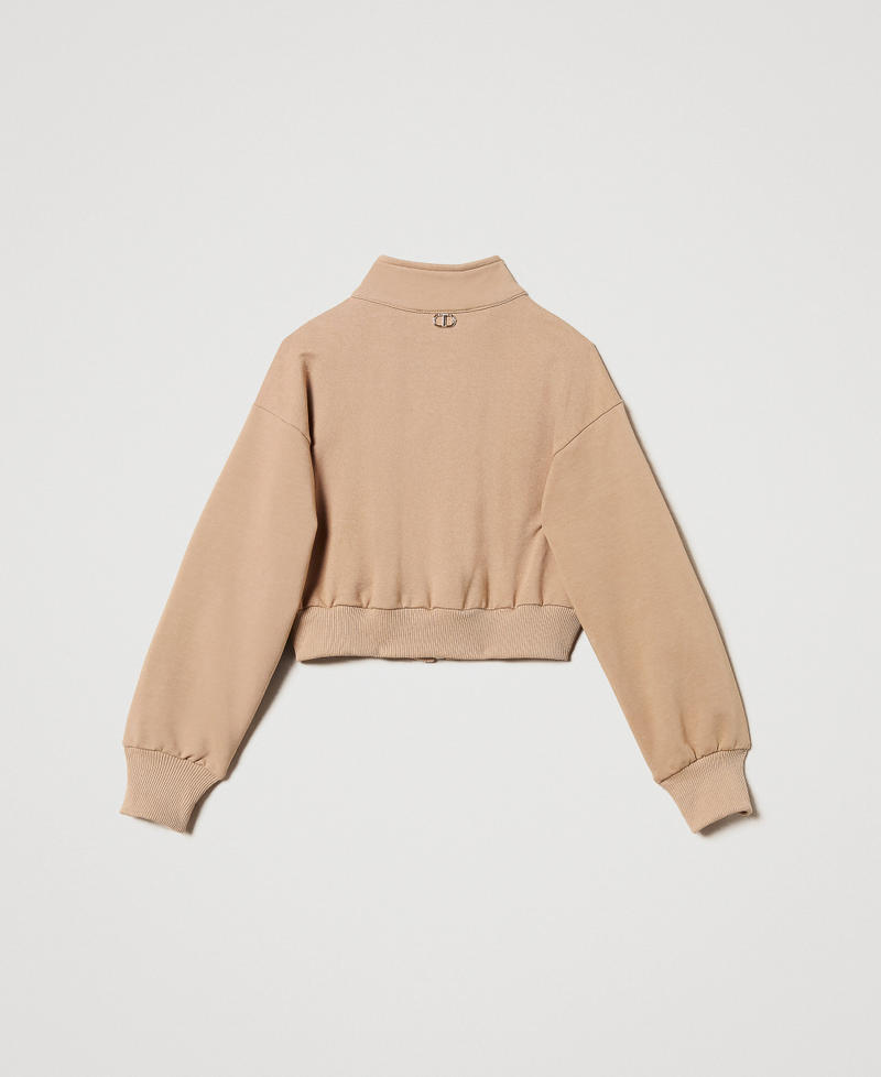 Plush bomber jacket with pockets Beige Hemp Girl 251GJ2585_00310_S1