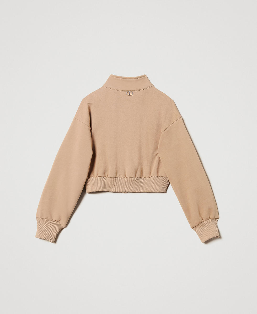 Blouson en molleton avec poches Beige Chanvre Fille 251GJ2585_00310_S1