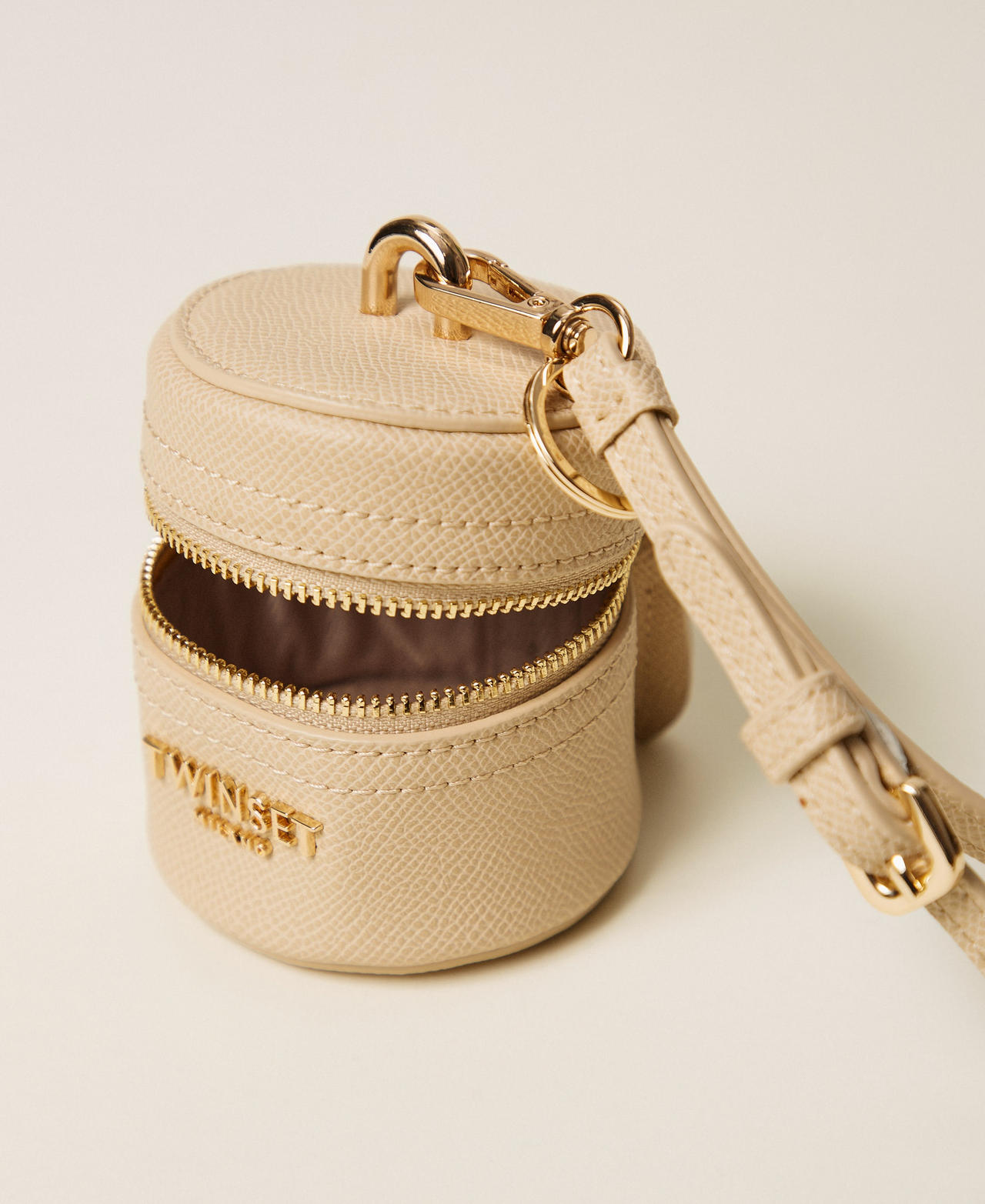 Cylindrical earphone holder with logo Delicate Sand Beige Woman 261TH7038_13161_02