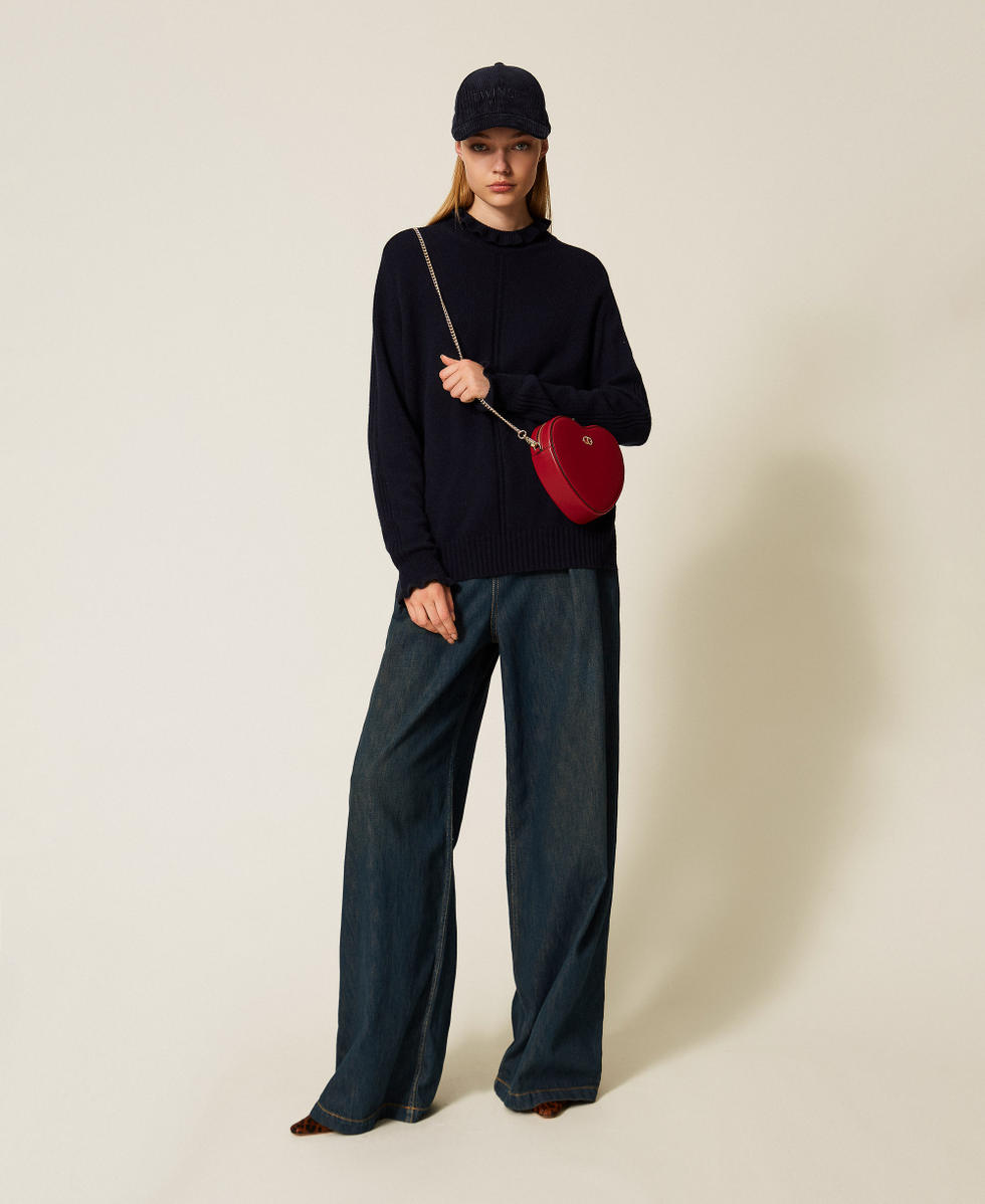 Wool blend jumper with ruffles Classic Blue Woman 252TT3350_11956_T0
