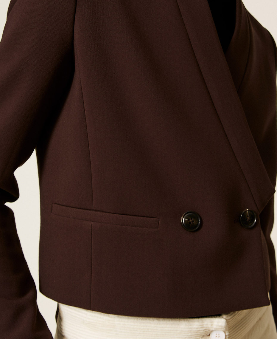 Double breasted crêpe jacket Black Chocolate Woman 252TT2380_11054_04