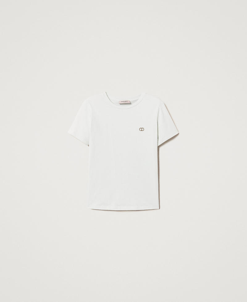 T-shirt avec logo Oval T strassé Water Green Femme 251TT2040_12371_S0