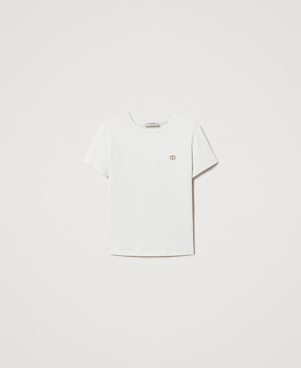 T-shirt with a rhinestone Oval T logo