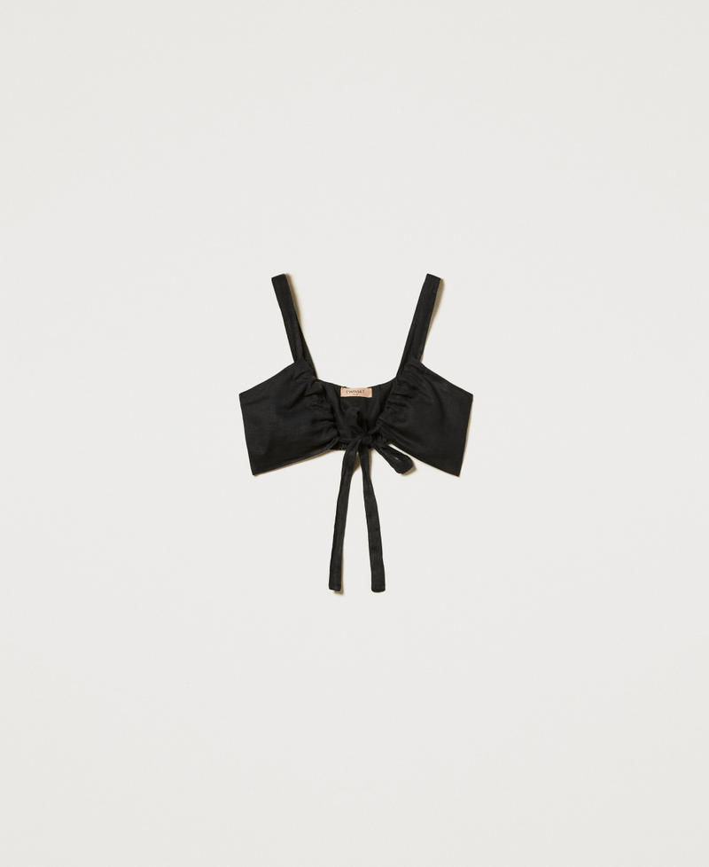 Linen top with bow Black Woman 251TF2015_00006_S0