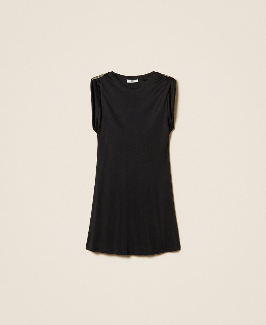 Short dress with sequin embroidery Black Woman 261LB2SBB_00006_S0