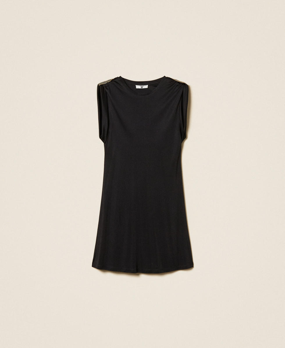 Short dress with sequin embroidery Black Woman 261LB2SBB_00006_S0