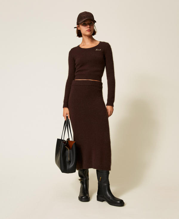 Borsa shopper bicolore con Oval T