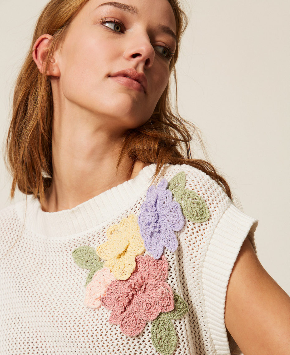 Top en maille florale Beige &laquo;&thinsp;Parchment&thinsp;&raquo; Femme 261TT3310_07222_04