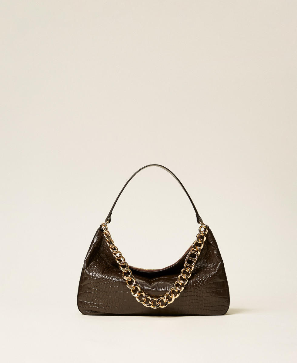 “Liliane” crocodile print leather bag
