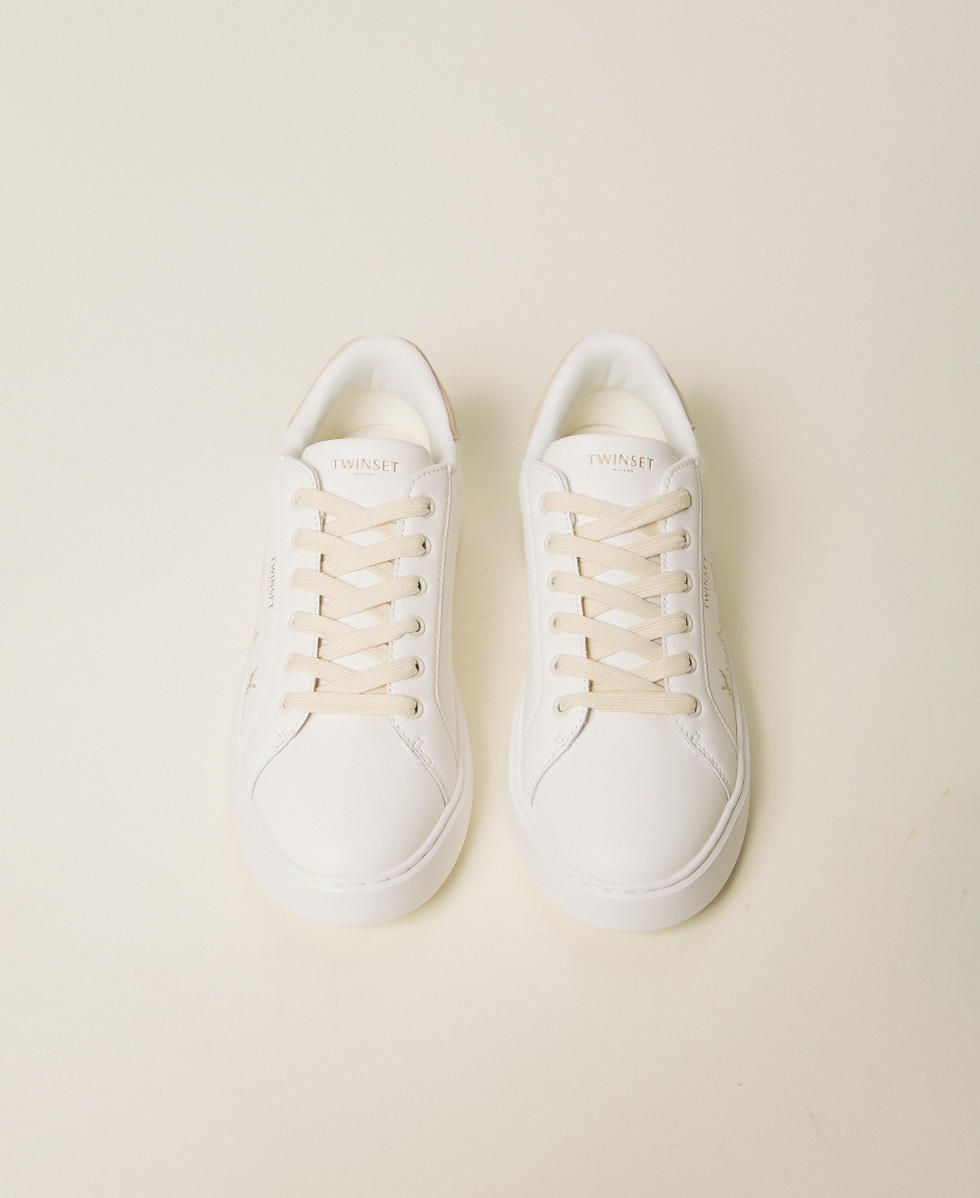 Leather trainers with floral embroidery Platinum Floral Print Woman 261TGT124_13543_04