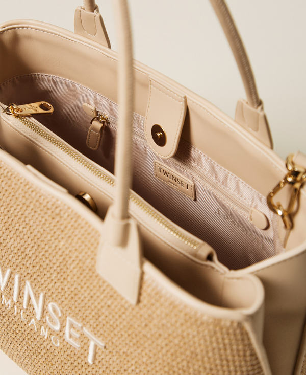 Raffia-effect shopper bag
