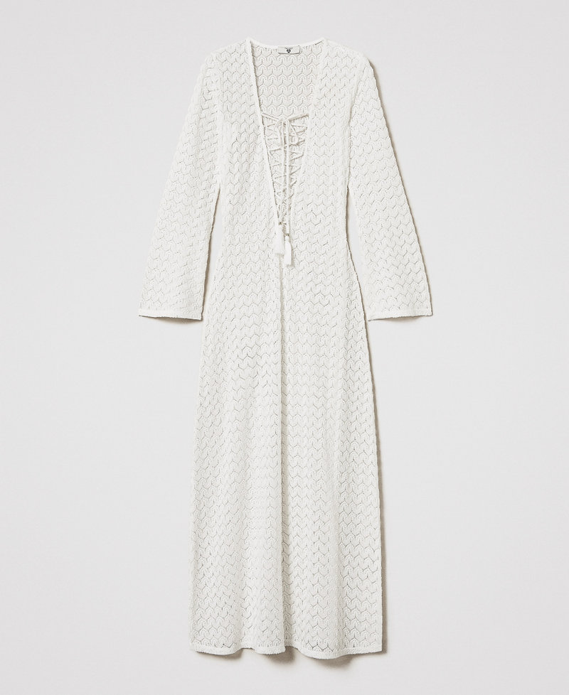 Long crochet kaftan Sugar White Woman 251LM2HEE_00632_S0