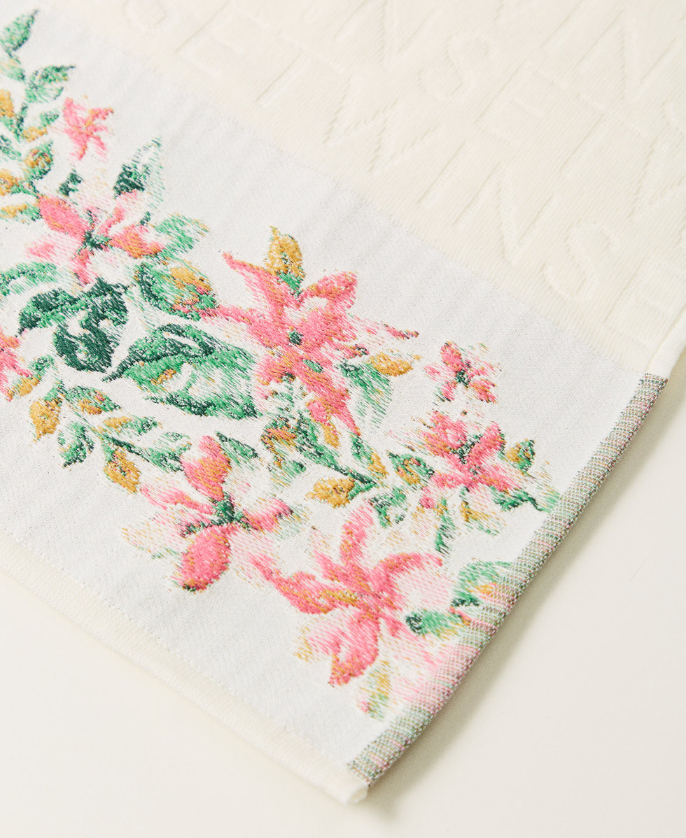 Serviette de plage en &eacute;ponge avec fleurs Imprim&eacute; Rayure Fleurs Nacre/Multicolore Femme 251LB4BAA_12198_02