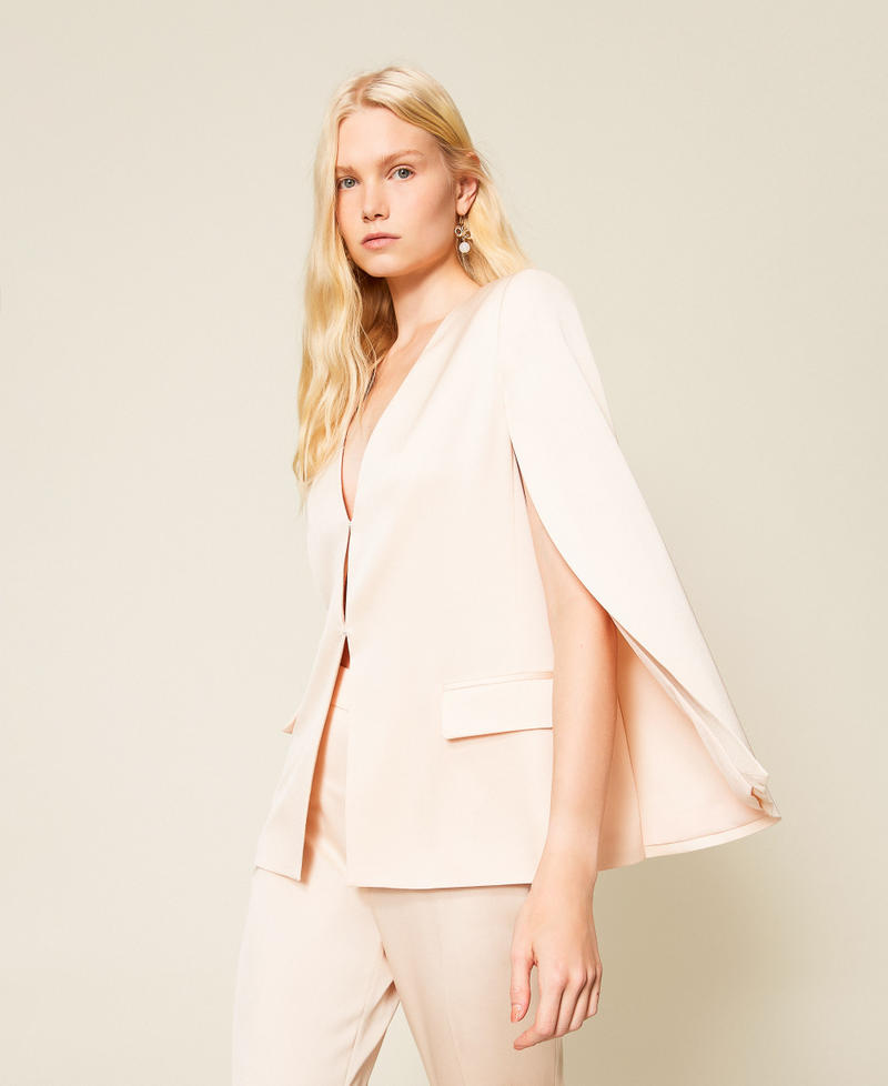 Satin cape jacket "Parchment" Beige Woman 261TP2400_07222_02