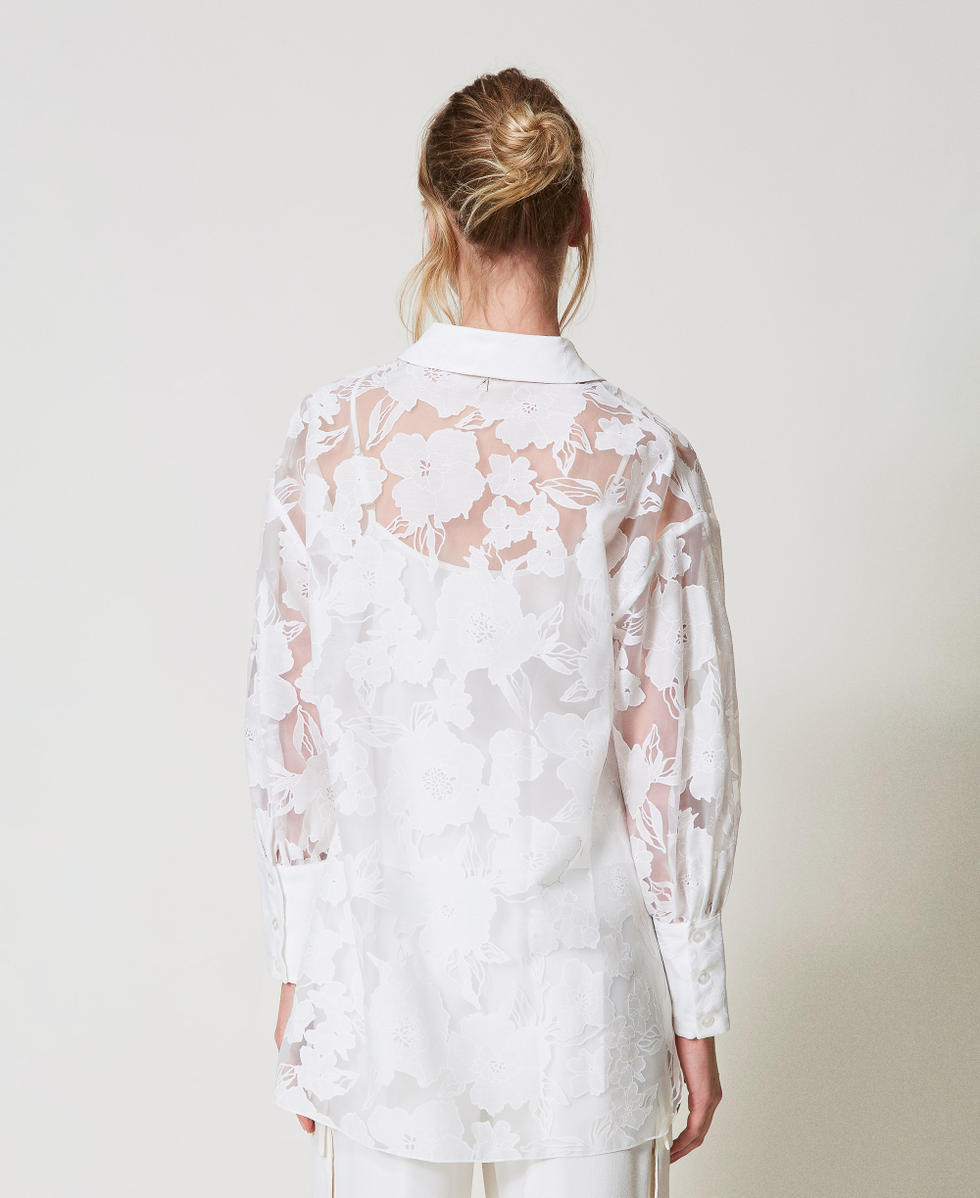 Fil coup&eacute; organza shirt "Papers" White Woman 251AP2411_00840_02