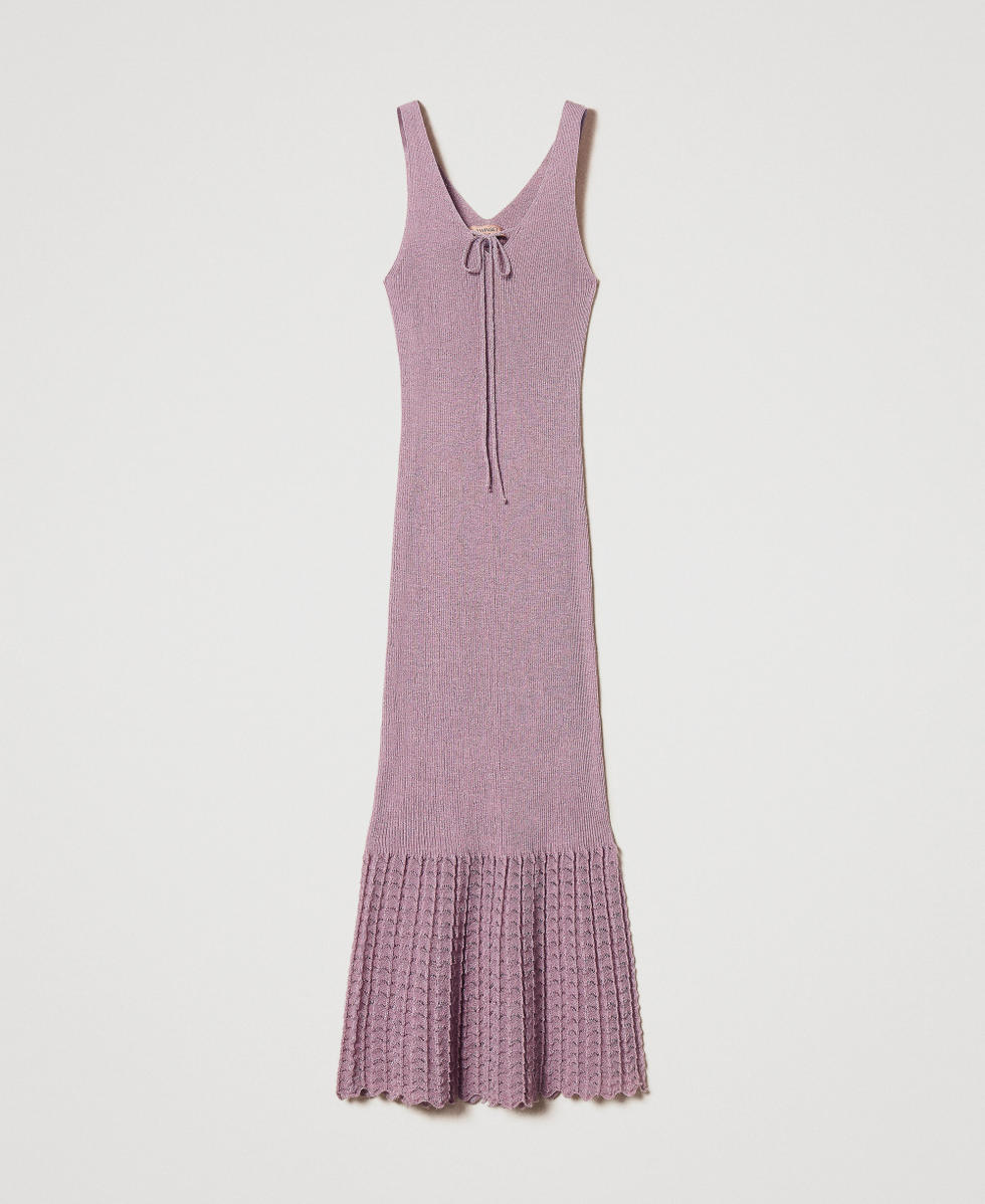Abito lungo in maglia di misto lino Glicine Lurex Donna 251TT3140_12475_S0
