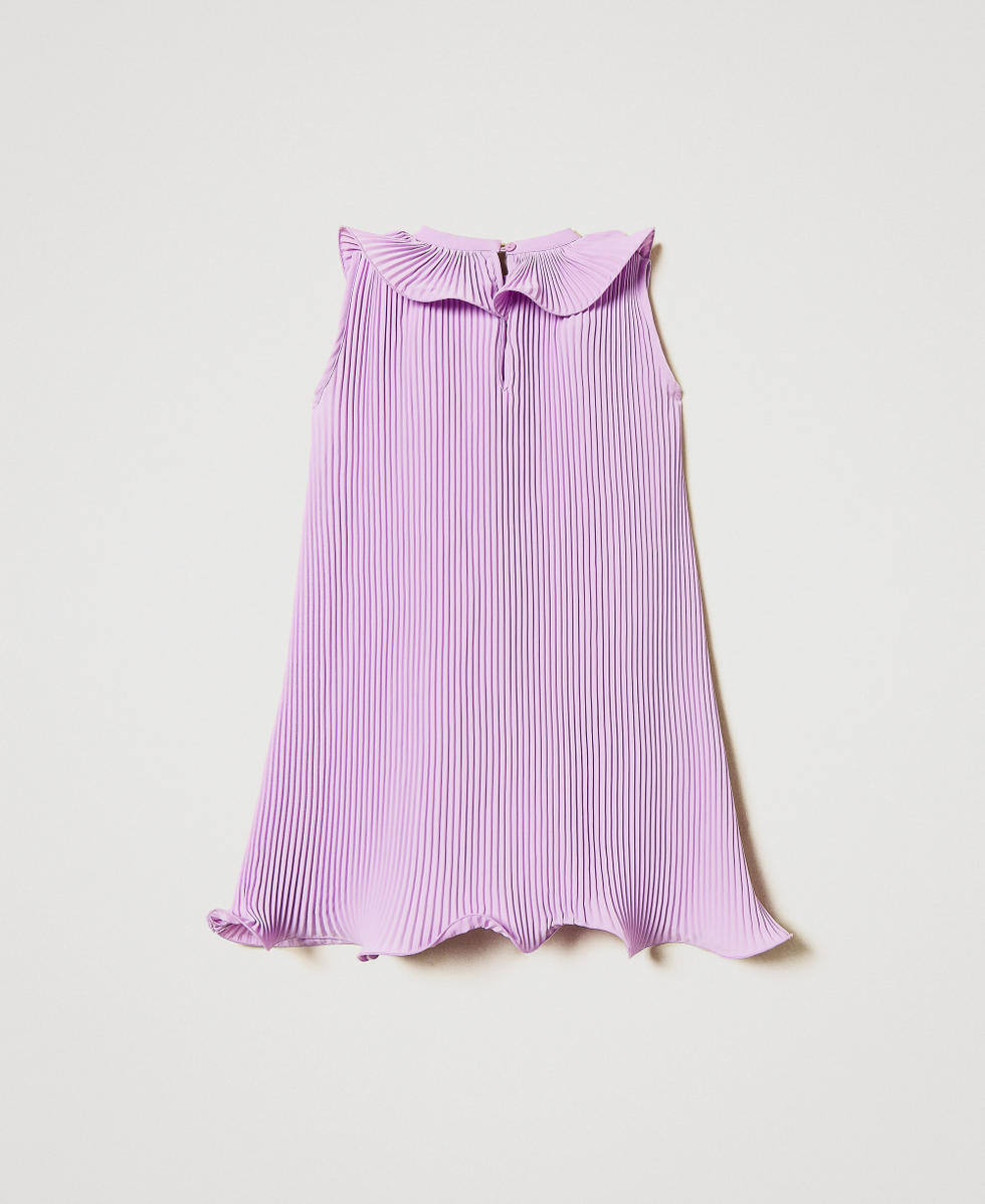 Minikleid aus Cr&ecirc;pe de Chine mit Plissee Pastel Violet M&auml;dchen 251GJ2QQ6_11862_S1