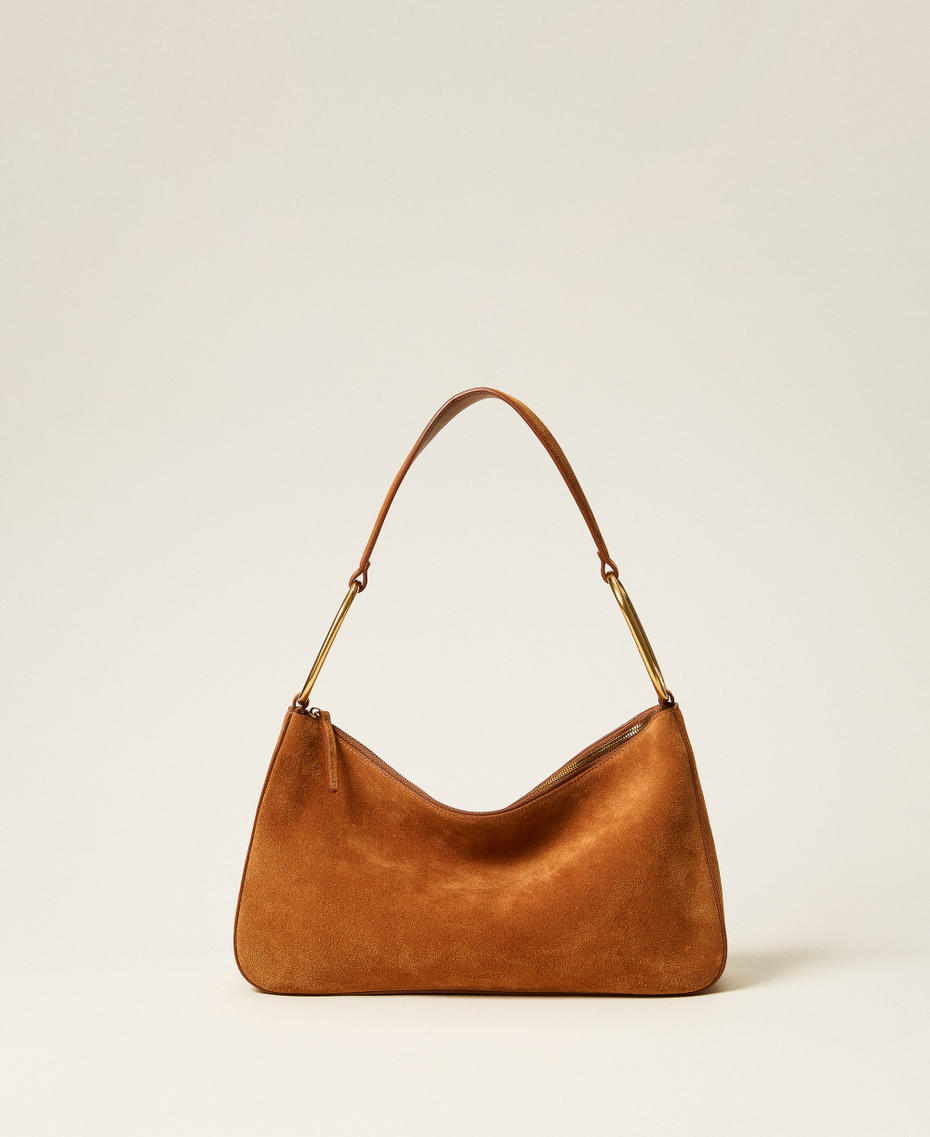 Sac « Liliane » moyen en cuir velours avec anneaux Marron « Bubinga Wood » Femme 261TB7086_11061_01