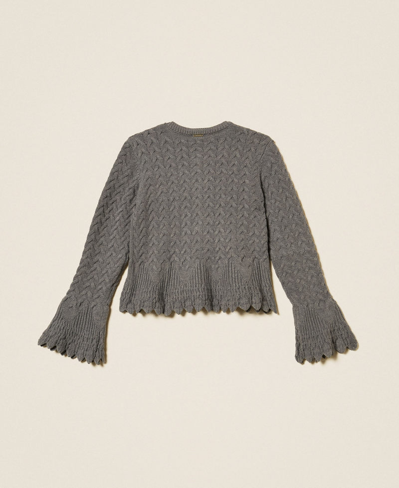 Cable knit cardigan Dark Grey Melange Girl 262GJ3141_12839_S1