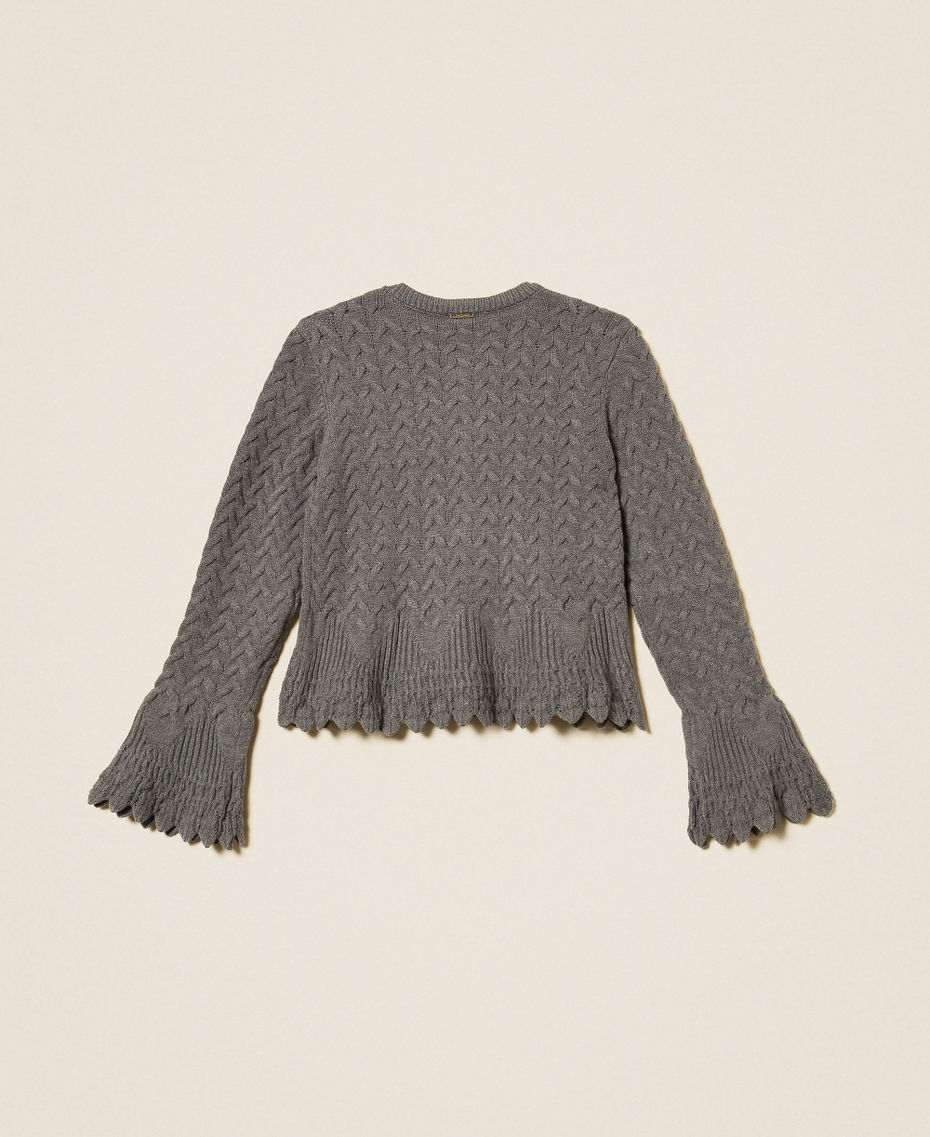 Cable knit cardigan Dark Grey Melange Girl 262GJ3141_12839_S1
