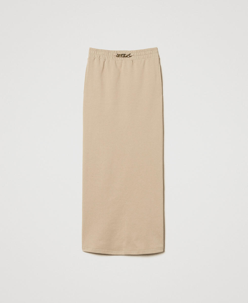 Jupe longue avec cha&icirc;ne Oval T Beige &laquo;&nbsp;Rope&nbsp;&raquo; Femme 251TE2072_12145_S0