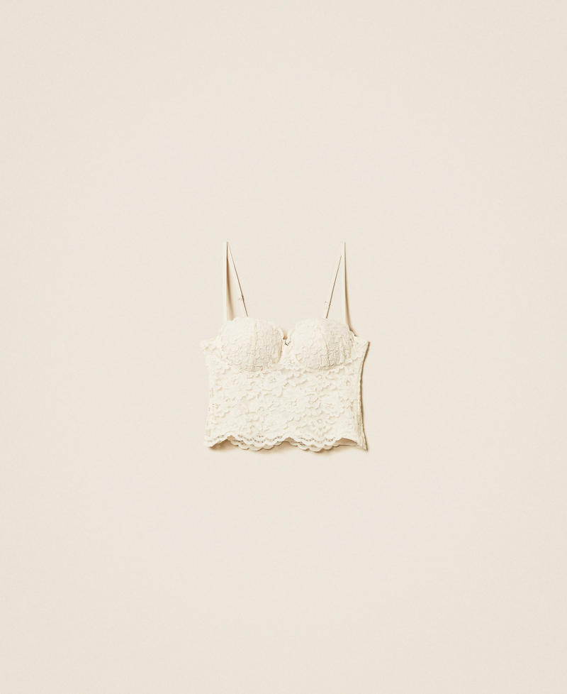Cropped lace bustier top Off White Woman 261AP2300_00526_S0