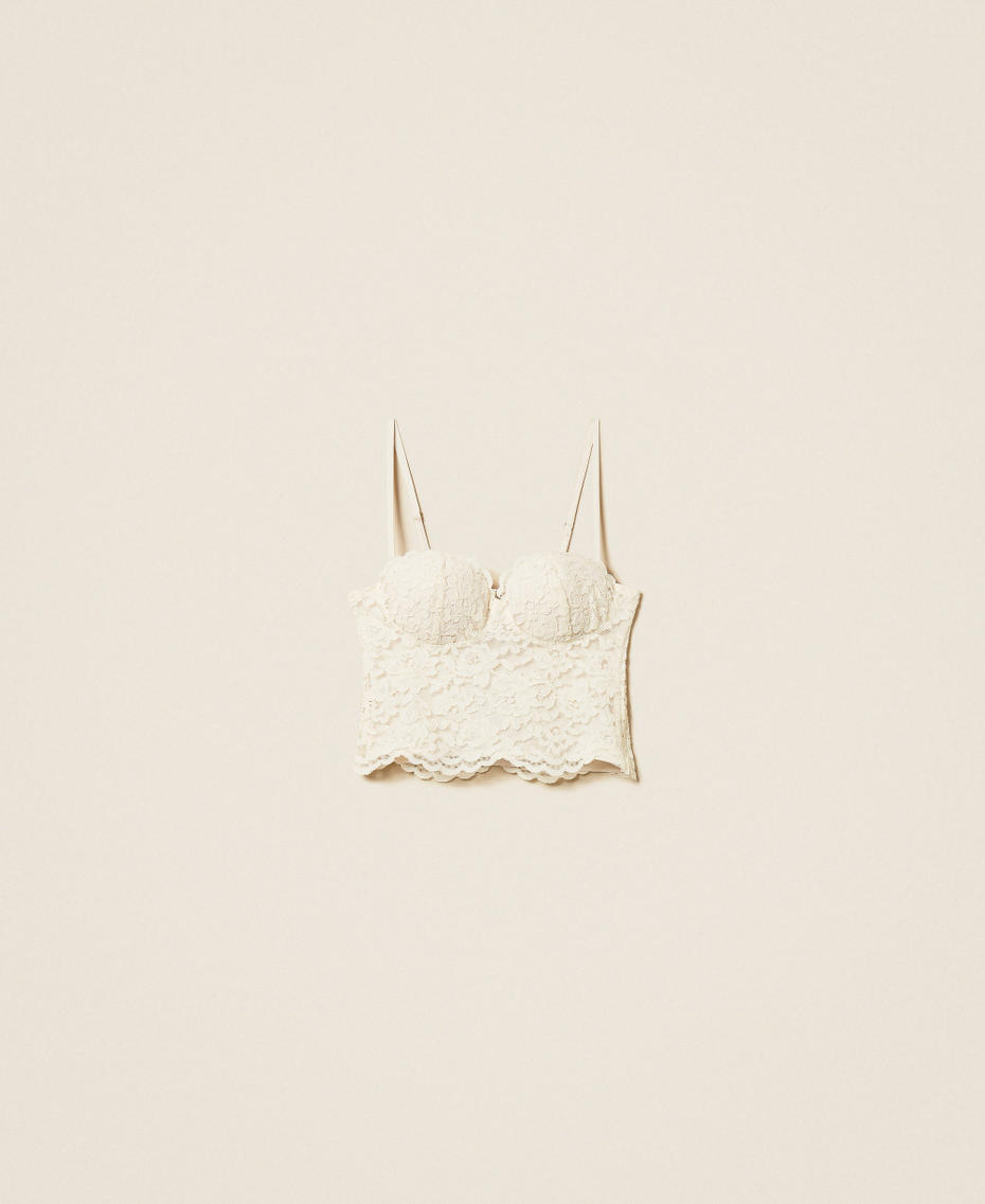 Cropped lace bustier top Off White Woman 261AP2300_00526_S0