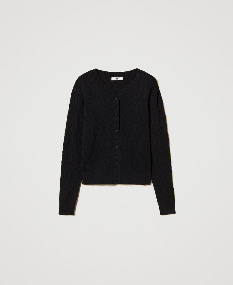 Lozenge pattern knit cardigan Black Woman 251LL3HBB_00006_S0