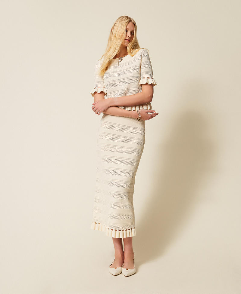 Knit midi skirt with ruffles Mother Of Pearl Woman 261TP3083_00059_01