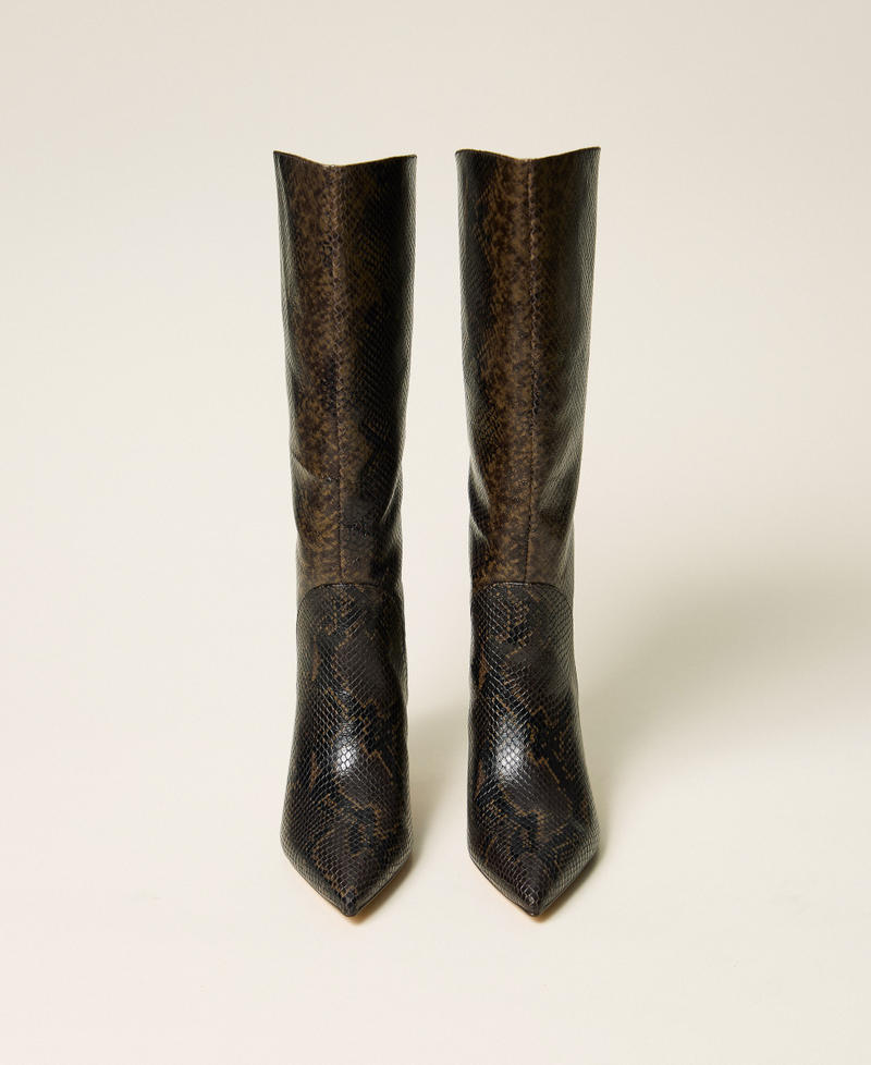Python print high leather boots Coffee Python Print Woman 262TGT074_14054_04