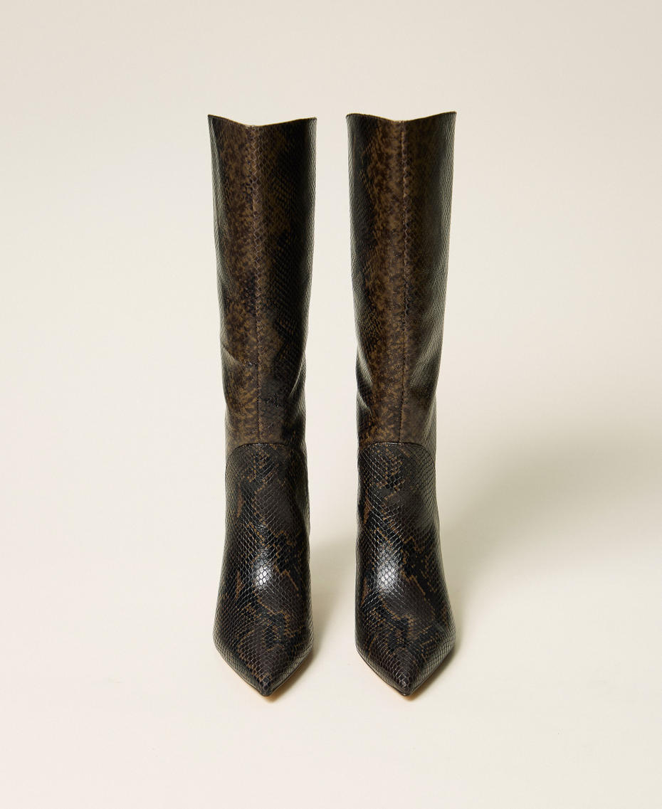 Python print high leather boots Coffee Python Print Woman 262TGT074_14054_04
