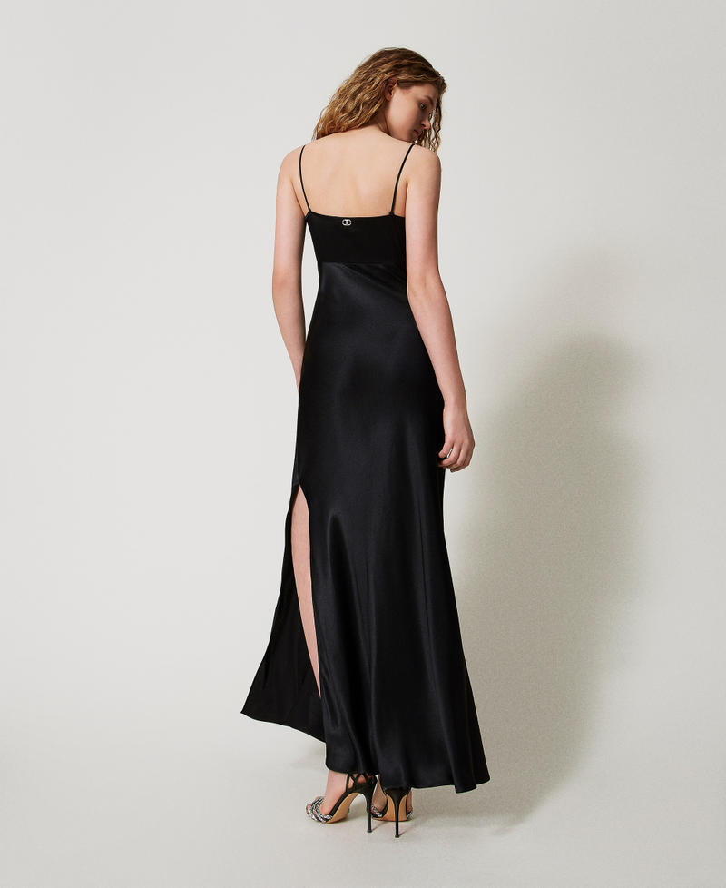 Long satin slip dress Black Woman 251TP2653_00006_03